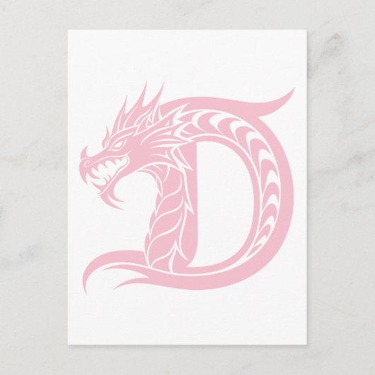 Dragon Styled Letter D, Dragon Alphabet, Monogram Briefkaart (Voorkant)