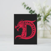 Dragon Styled Letter D, Dragon Alphabet, Monogram Briefkaart (Staand voorkant)