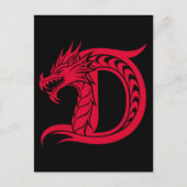Dragon Styled Letter D, Dragon Alphabet, Monogram Briefkaart (Voorkant)