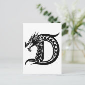 Dragon Styled Letter D, Dragon Alphabet, Monogram Briefkaart (Staand voorkant)