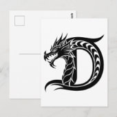 Dragon Styled Letter D, Dragon Alphabet, Monogram Briefkaart (Voorkant / Achterkant)
