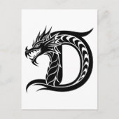 Dragon Styled Letter D, Dragon Alphabet, Monogram Briefkaart (Voorkant)
