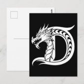 Dragon Styled Letter D, Dragon Alphabet, Monogram Briefkaart (Voorkant / Achterkant)