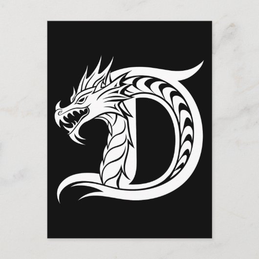 Dragon Styled Letter D, Dragon Alphabet, Monogram Briefkaart (Voorkant)