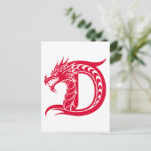 Dragon Styled Letter D, Dragon Alphabet, Monogram Briefkaart (Staand voorkant)