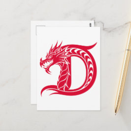 Dragon Styled Letter D, Dragon Alphabet, Monogram Briefkaart