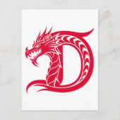 Dragon Styled Letter D, Dragon Alphabet, Monogram Briefkaart (Voorkant)