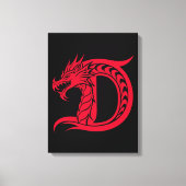 Dragon Styled Letter D, Dragon Alphabet, Monogram Canvas Afdruk (Voorkant)