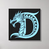 Dragon Styled Letter D, Dragon Alphabet, Monogram Canvas Afdruk (Voorkant)