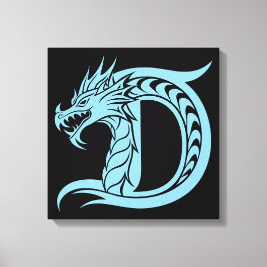 Dragon Styled Letter D, Dragon Alphabet, Monogram Canvas Afdruk (Voorkant)