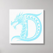Dragon Styled Letter D, Dragon Alphabet, Monogram Canvas Afdruk (Voorkant)