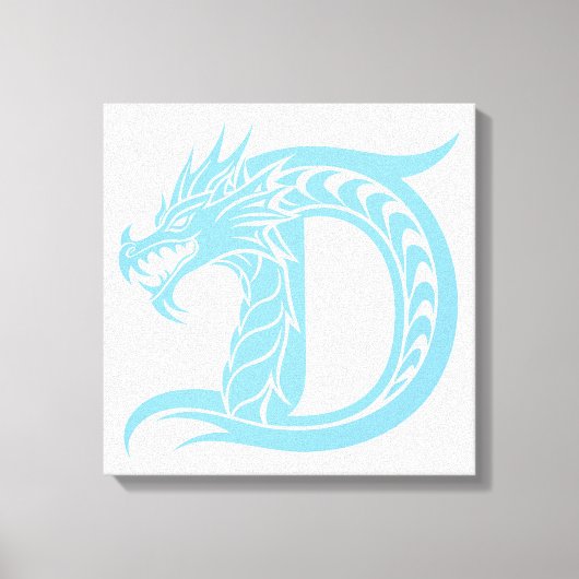 Dragon Styled Letter D, Dragon Alphabet, Monogram Canvas Afdruk (Voorkant)