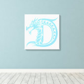 Dragon Styled Letter D, Dragon Alphabet, Monogram Canvas Afdruk (Insitu (Houten vloer))