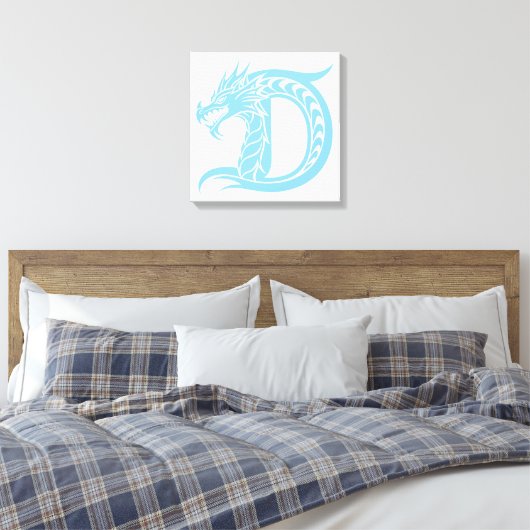 Dragon Styled Letter D, Dragon Alphabet, Monogram Canvas Afdruk (Insitu (Slaapkamer))