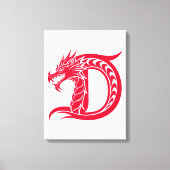 Dragon Styled Letter D, Dragon Alphabet, Monogram Canvas Afdruk (Voorkant)
