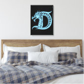 Dragon Styled Letter D, Dragon Alphabet, Monogram Canvas Afdruk (Insitu (Slaapkamer))
