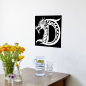 Dragon Styled Letter D, Dragon Alphabet, Monogram Folie Afdrukken (Laag (Keuken))