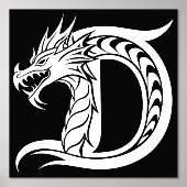 Dragon Styled Letter D, Dragon Alphabet, Monogram Folie Afdrukken (Voorkant)