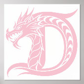 Dragon Styled Letter D, Dragon Alphabet, Monogram Folie Afdrukken (Voorkant)
