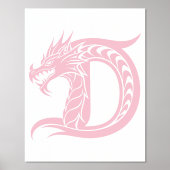 Dragon Styled Letter D, Dragon Alphabet, Monogram Folie Afdrukken (Voorkant)