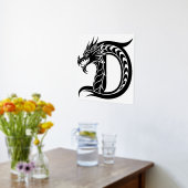 Dragon Styled Letter D, Dragon Alphabet, Monogram Folie Afdrukken (Laag (Keuken))