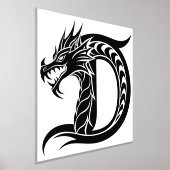 Dragon Styled Letter D, Dragon Alphabet, Monogram Folie Afdrukken (Laagn)