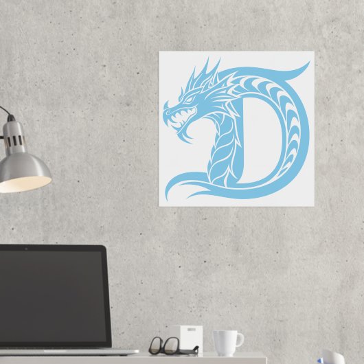 Dragon Styled Letter D, Dragon Alphabet, Monogram Folie Afdrukken (Insitu (Desk 2))