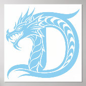 Dragon Styled Letter D, Dragon Alphabet, Monogram Folie Afdrukken (Voorkant)