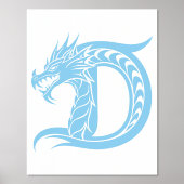 Dragon Styled Letter D, Dragon Alphabet, Monogram Folie Afdrukken (Voorkant)