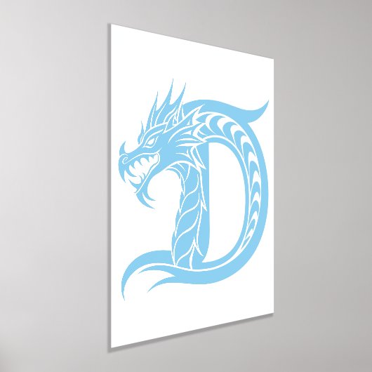 Dragon Styled Letter D, Dragon Alphabet, Monogram Folie Afdrukken (Laagn)