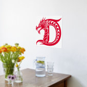 Dragon Styled Letter D, Dragon Alphabet, Monogram Folie Afdrukken (Laag (Keuken))