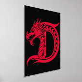 Dragon Styled Letter D, Dragon Alphabet, Monogram Folie Afdrukken (Laagn)