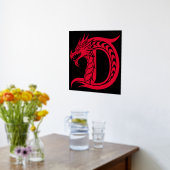 Dragon Styled Letter D, Dragon Alphabet, Monogram Folie Afdrukken (Laag (Keuken))