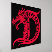Dragon Styled Letter D, Dragon Alphabet, Monogram Folie Afdrukken (Laagn)