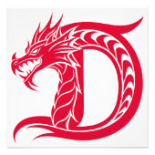 Dragon Styled Letter D, Dragon Alphabet, Monogram Foto Afdruk (Voorkant)