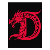 Dragon Styled Letter D, Dragon Alphabet, Monogram Foto Afdruk (Voorkant)