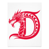 Dragon Styled Letter D, Dragon Alphabet, Monogram Foto Afdruk (Voorkant)