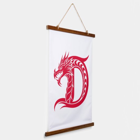 Dragon Styled Letter D, Dragon Alphabet, Monogram Hangend Wandkleed (Gebogen)