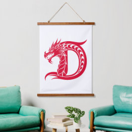 Dragon Styled Letter D, Dragon Alphabet, Monogram Hangend Wandkleed
