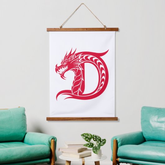 Dragon Styled Letter D, Dragon Alphabet, Monogram Hangend Wandkleed (Woonkamer)