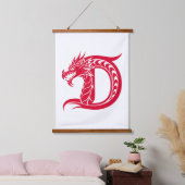 Dragon Styled Letter D, Dragon Alphabet, Monogram Hangend Wandkleed (Slaapkamer)