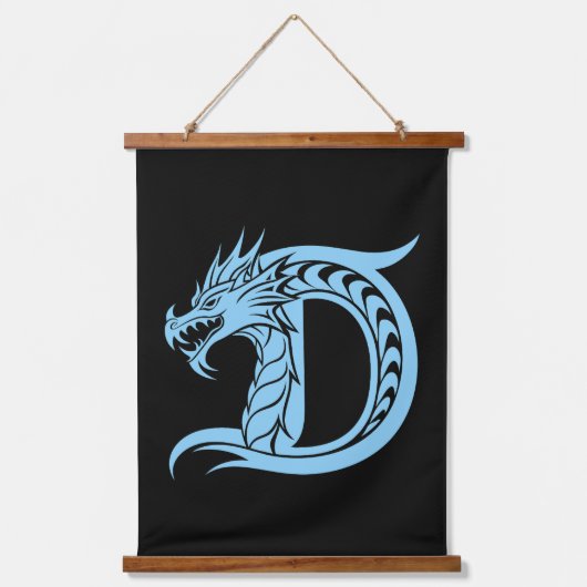 Dragon Styled Letter D, Dragon Alphabet, Monogram Hangend Wandkleed (Voorkant)