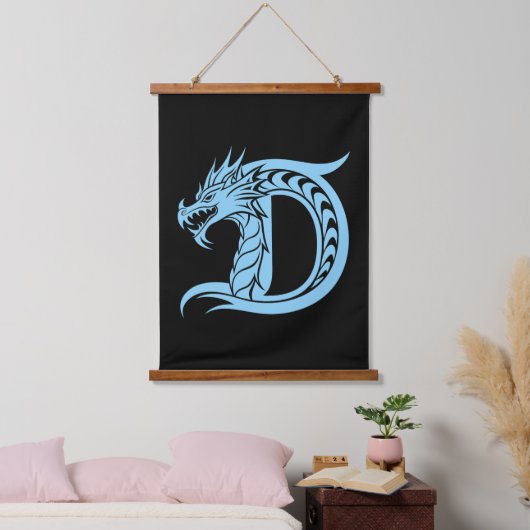 Dragon Styled Letter D, Dragon Alphabet, Monogram Hangend Wandkleed (Slaapkamer)