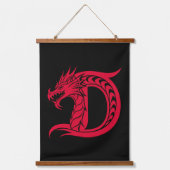 Dragon Styled Letter D, Dragon Alphabet, Monogram Hangend Wandkleed (Voorkant)