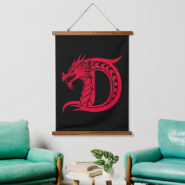 Dragon Styled Letter D, Dragon Alphabet, Monogram Hangend Wandkleed