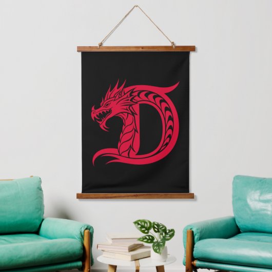 Dragon Styled Letter D, Dragon Alphabet, Monogram Hangend Wandkleed (Woonkamer)