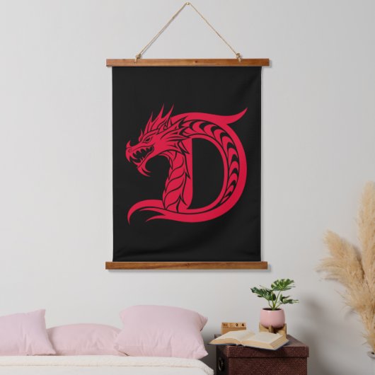 Dragon Styled Letter D, Dragon Alphabet, Monogram Hangend Wandkleed (Slaapkamer)