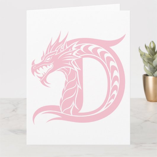 Dragon Styled Letter D, Dragon Alphabet, Monogram Kaart (Kleine Plant)