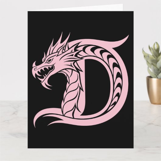 Dragon Styled Letter D, Dragon Alphabet, Monogram Kaart (Kleine Plant)
