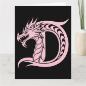 Dragon Styled Letter D, Dragon Alphabet, Monogram Kaart (Voorkant)